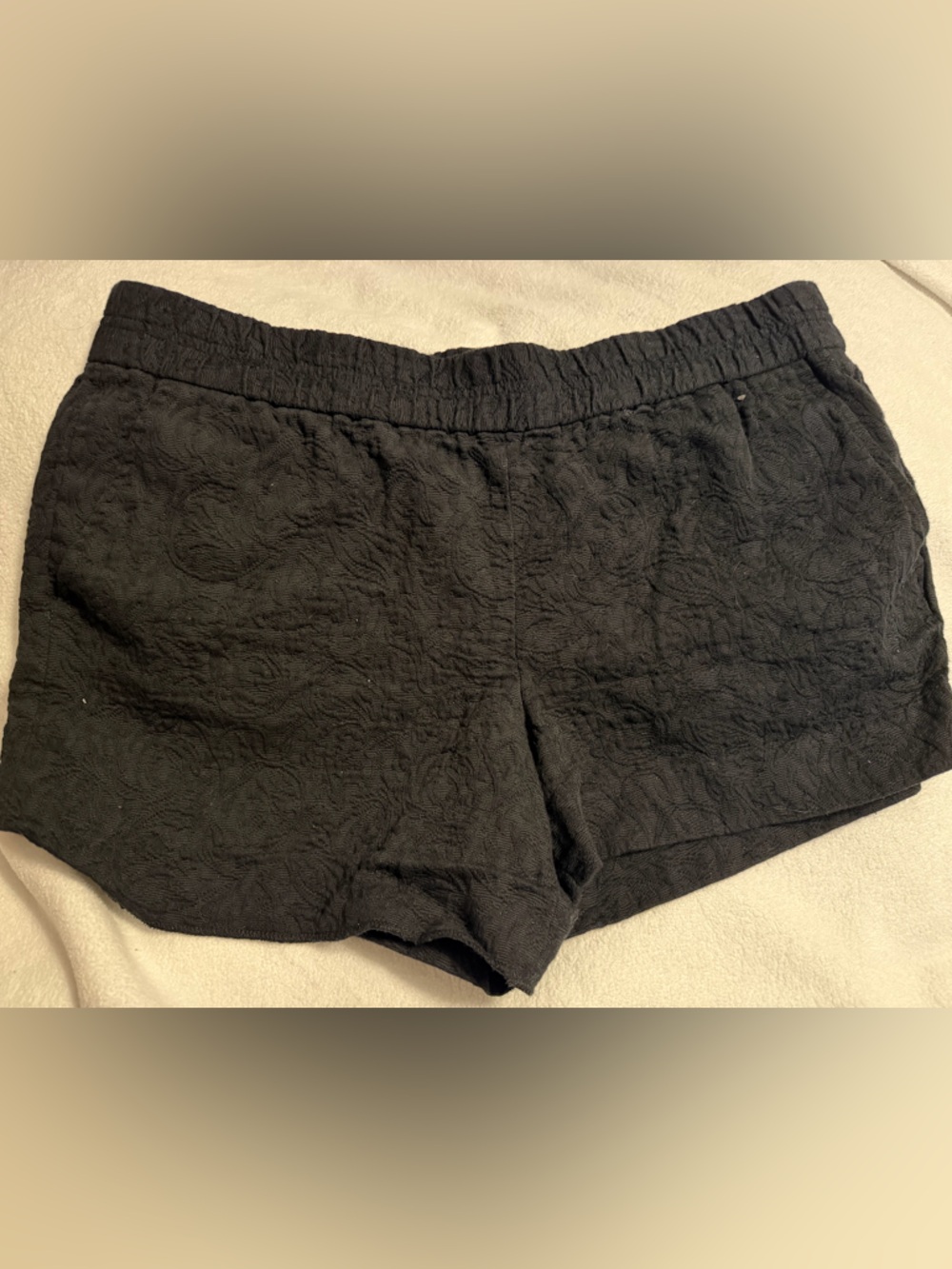 JCrew Black Textured Elastic Waist 100% Cotton Shorts
